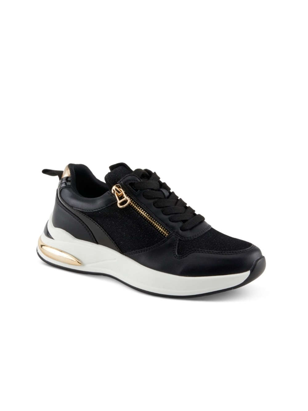 Patrizia Ursa Black Sneaker with Gold Accent - Stylish Comfort
